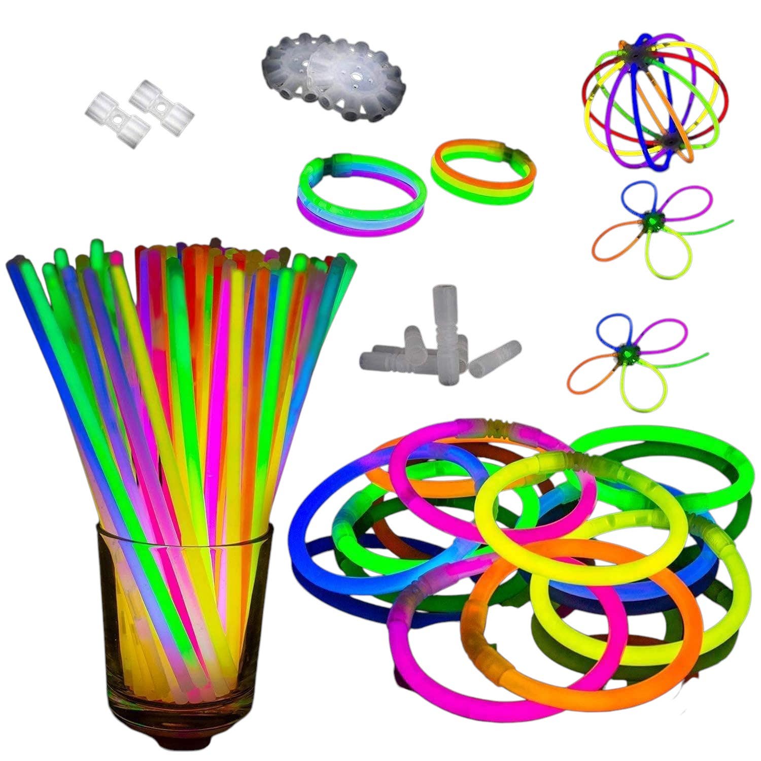 Shatchi Plastic Glow Pack, 100 Pieces - Multicolor