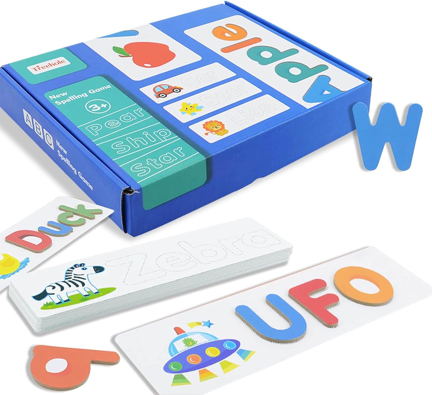 Gaomin Educational Design Wood, Card Spelling Game, 33 Pieces - Multicolor