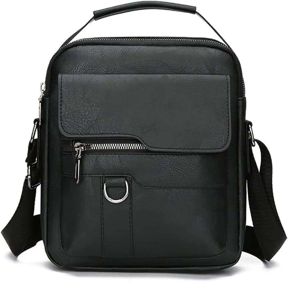 Xiaojie Leather Messenger Bag - Black