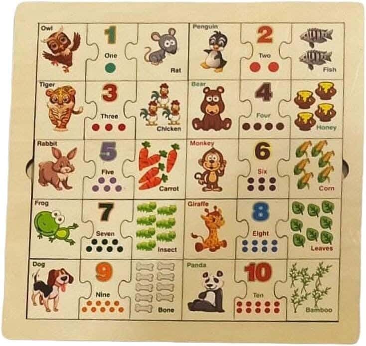 Alsafwa W22-70 Wooden Puzzle Numbers and Medallion - Beige