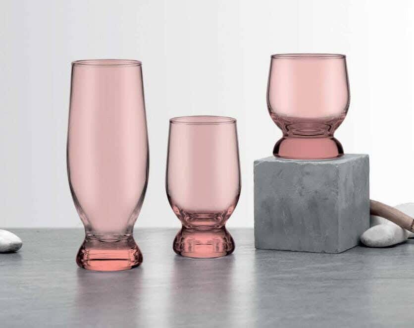 Pasabahce Glass Drinkware Set, 18 - Pink