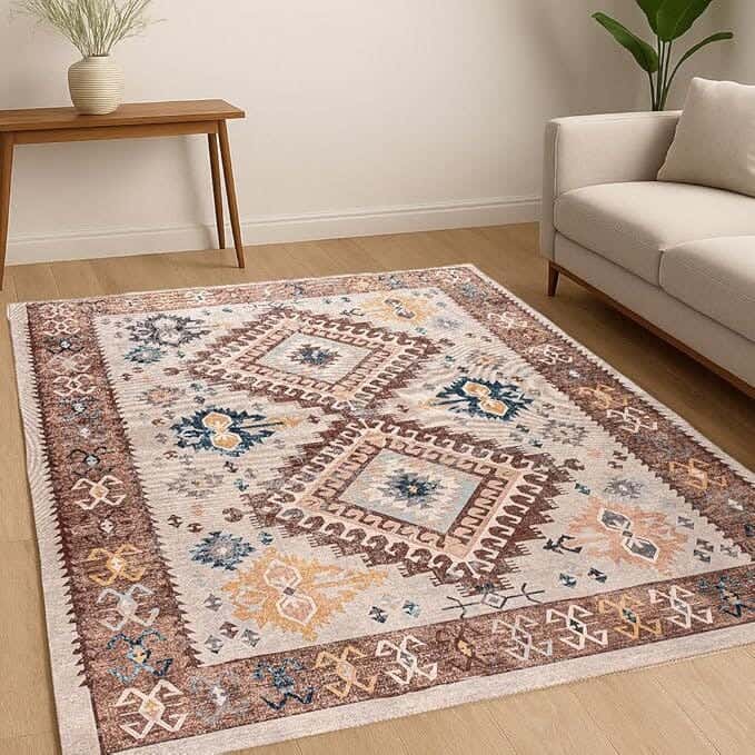 Line Sleep Dots Fabric Carpet protector, 160x250 cm - Multicolor