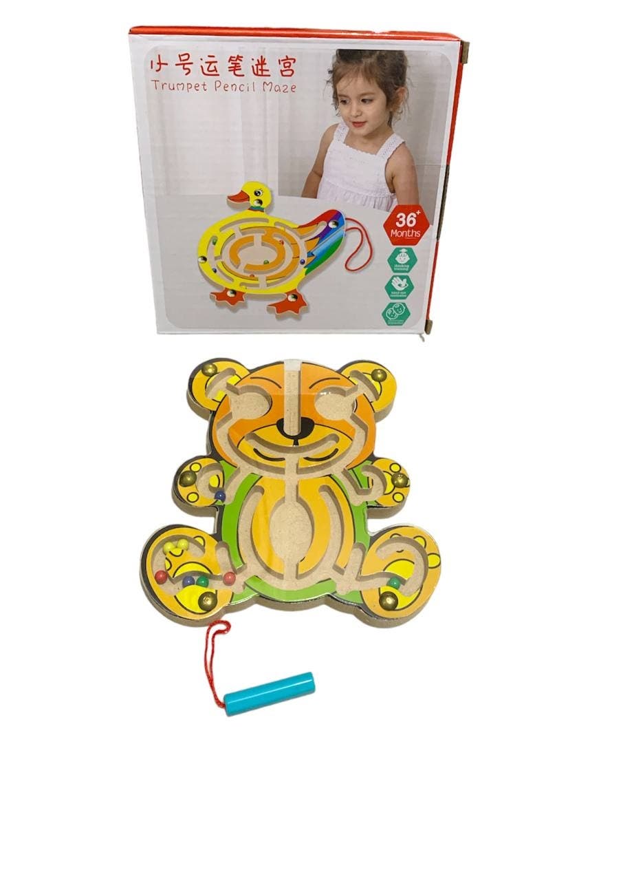 Alsafwa W27-7-2 Teddy Bear-Shaped Maze Toy for Unisex Children - Multicolor