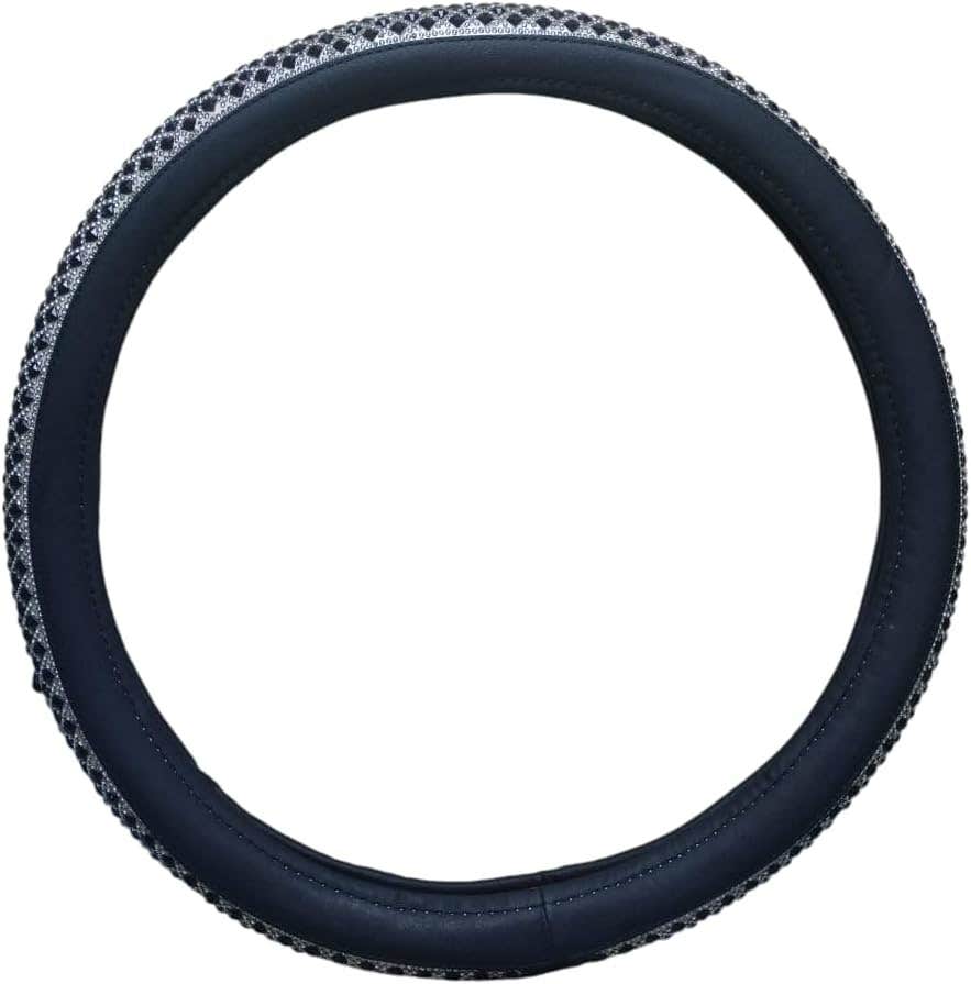 Rhinestone Embellished Steering Wheel Cover - Black