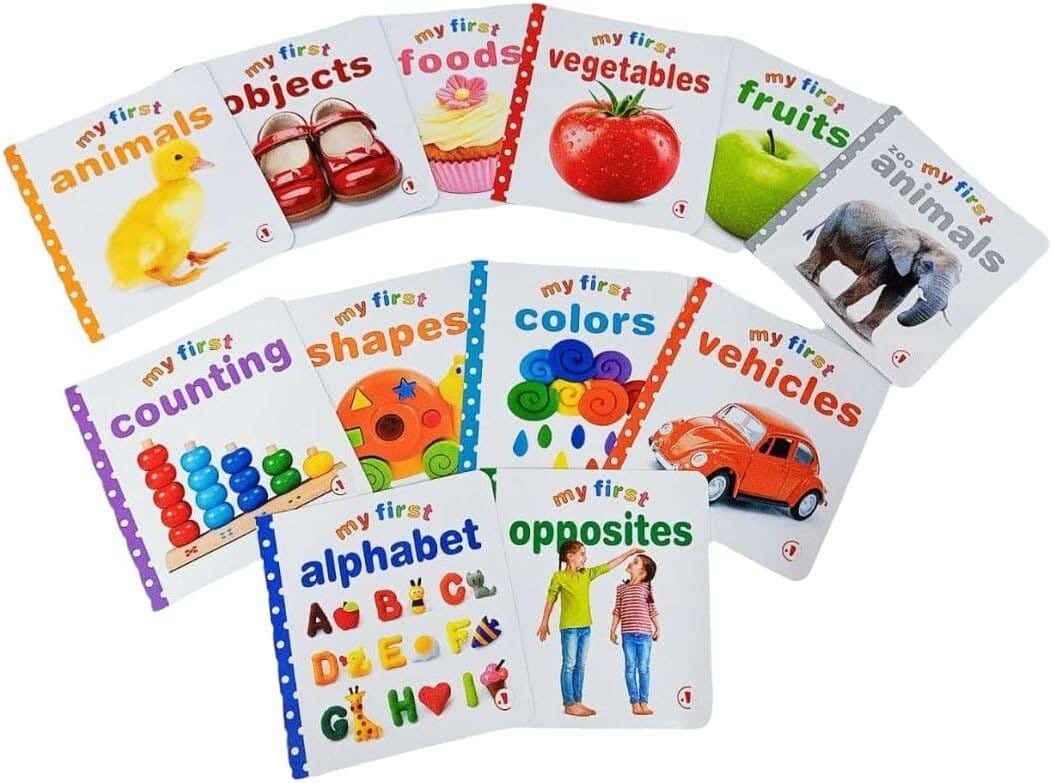 Alsafwa W62-79 My First Book Set Learn Letters, Counting, Shapes, Transportation, Animals, Fruits, Foods, Objects - Multicolor