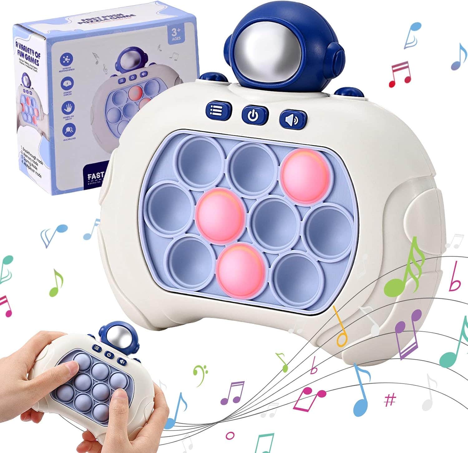 Towwoo Silicone Pop Pop It Fidget Toy - White Blue