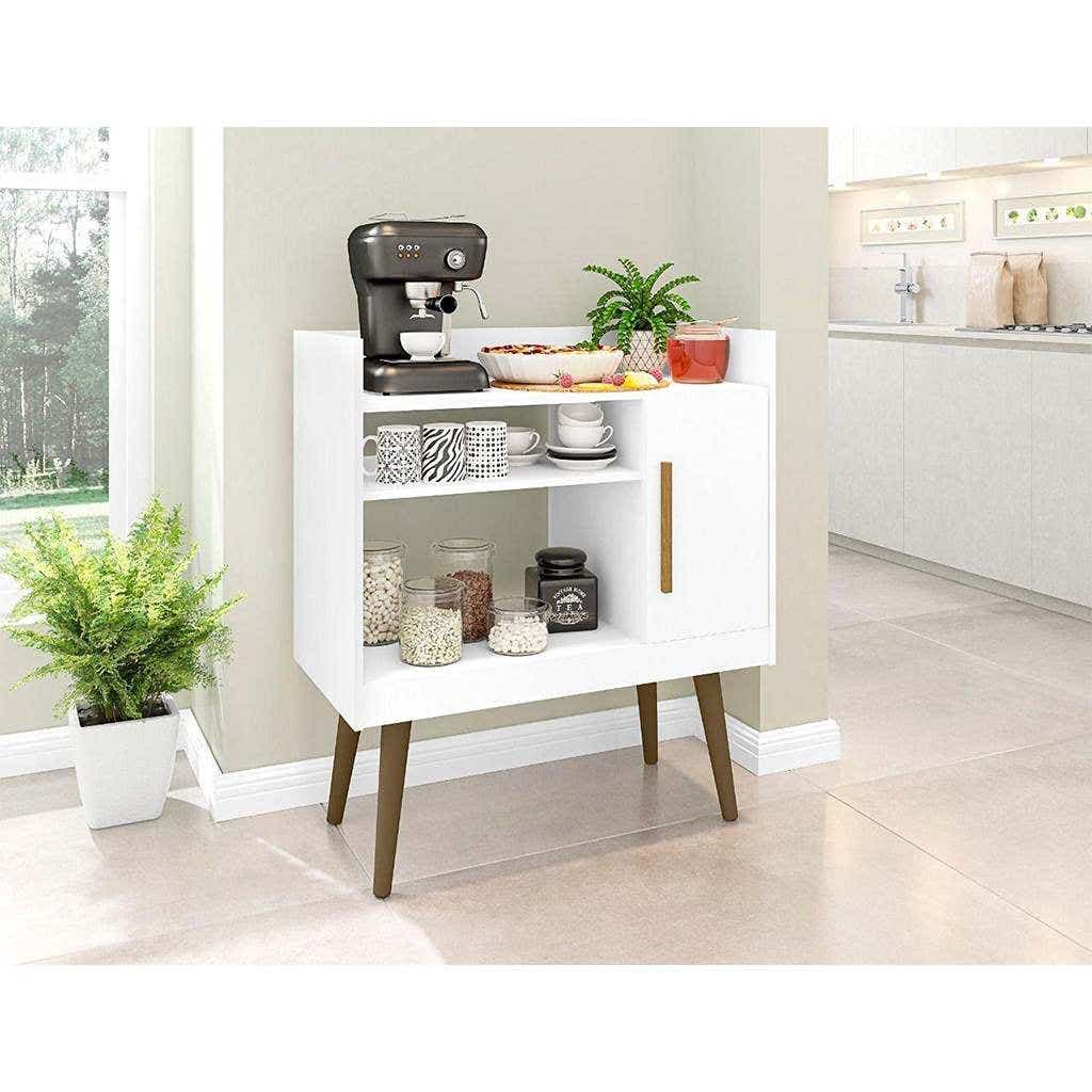 Spanish MDF Wood Table, 3 Shelves and Leaves, 90×100×45 cm - White