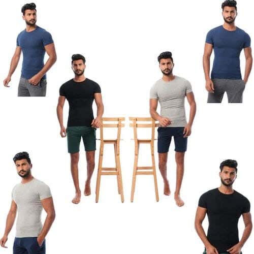 Dice Cotton Men Half Sleeve Undershirts Set, M, 6 Pieces - Multicolor
