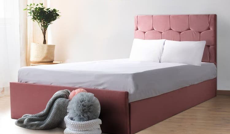 Beech & Counter Wood Cabotine Bed, 120x120x195 cm - Pink