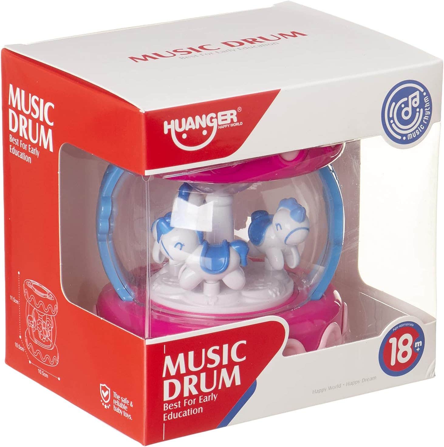 Huanger Rotating Design Plastic Music Drum - Multicolor
