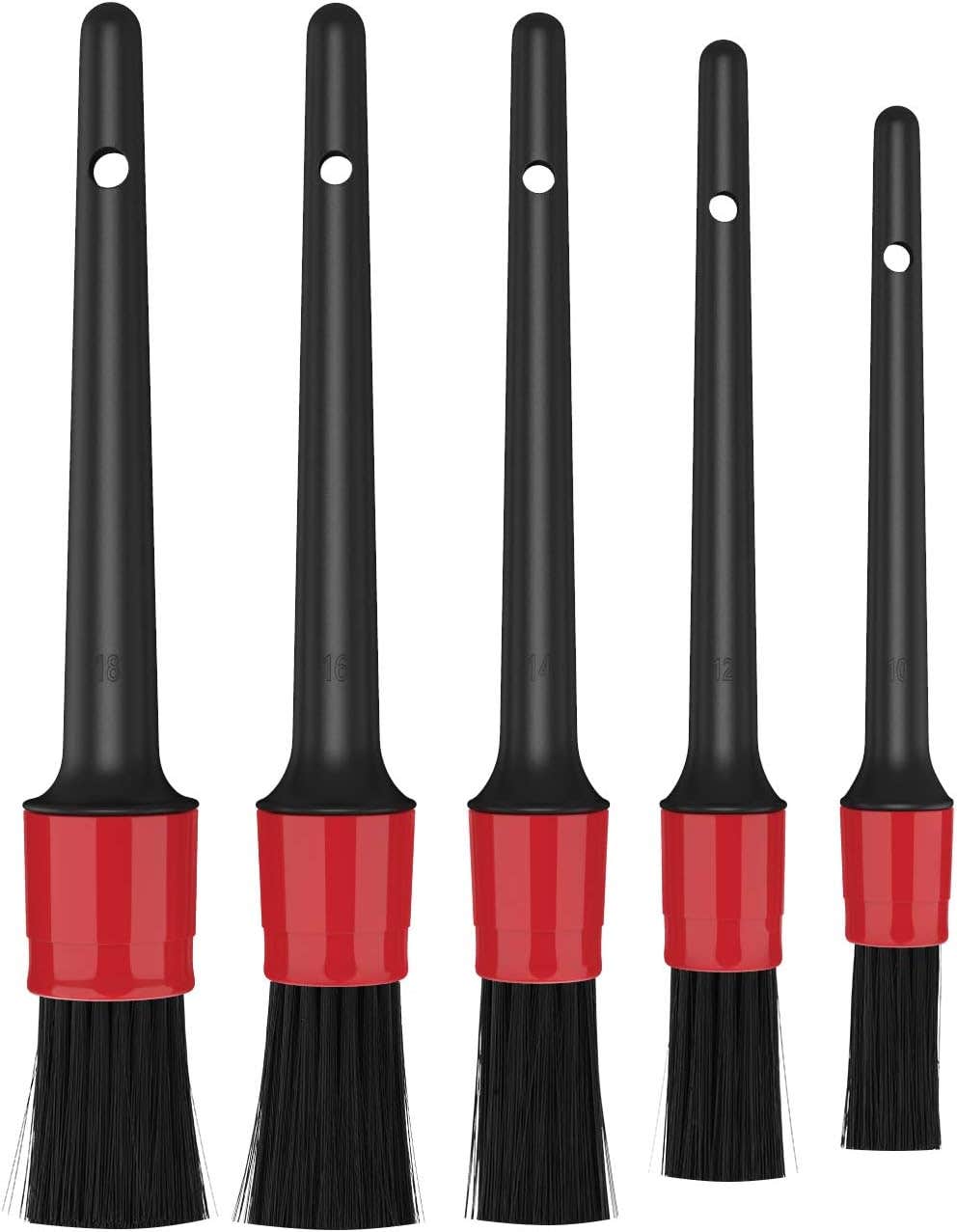 Moko Car Cleaning Brush Set, 5 Pieces - Black Red