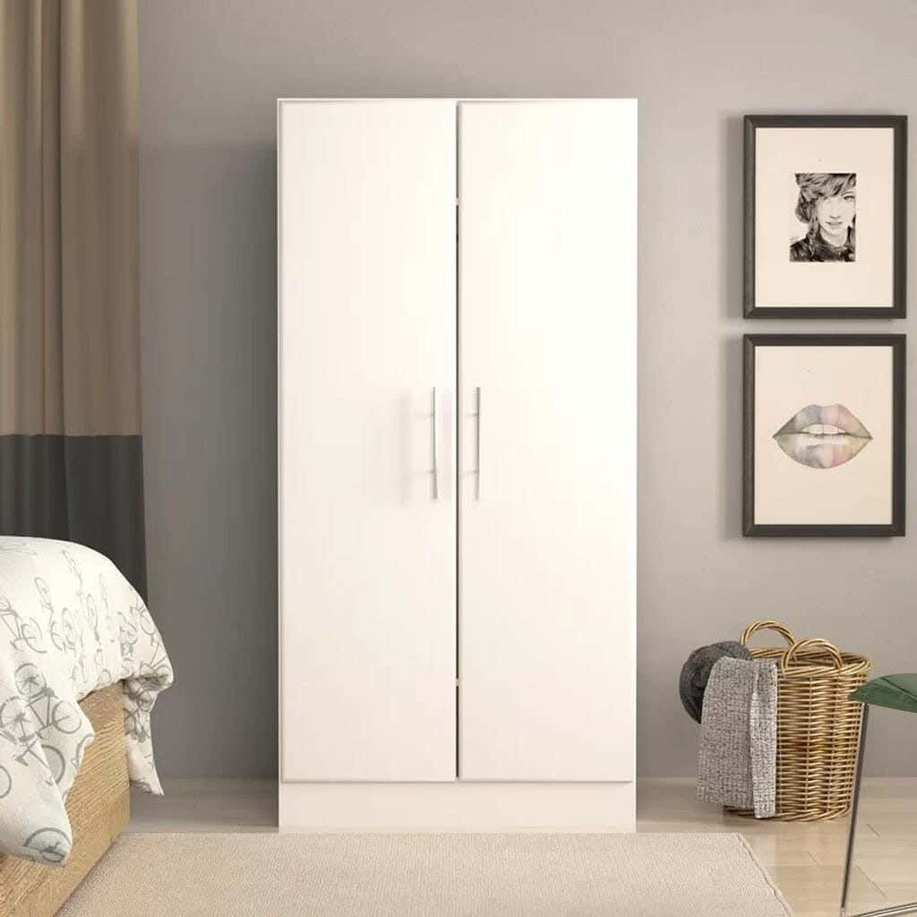 Wardrobe MDF Wood Covered With HPL Layer, 170×76×47 cm - White