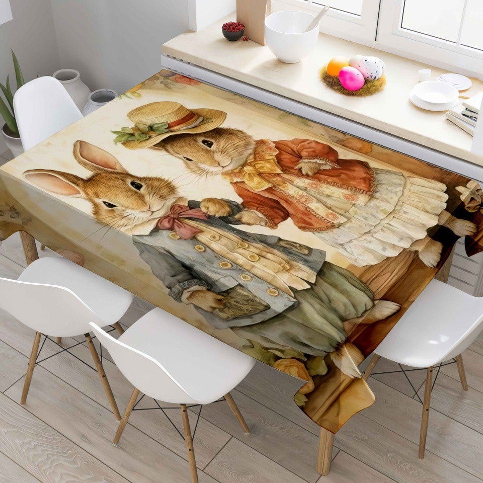 Velvet Dining Tablecloth, 145 x 240 cm - Multicolor