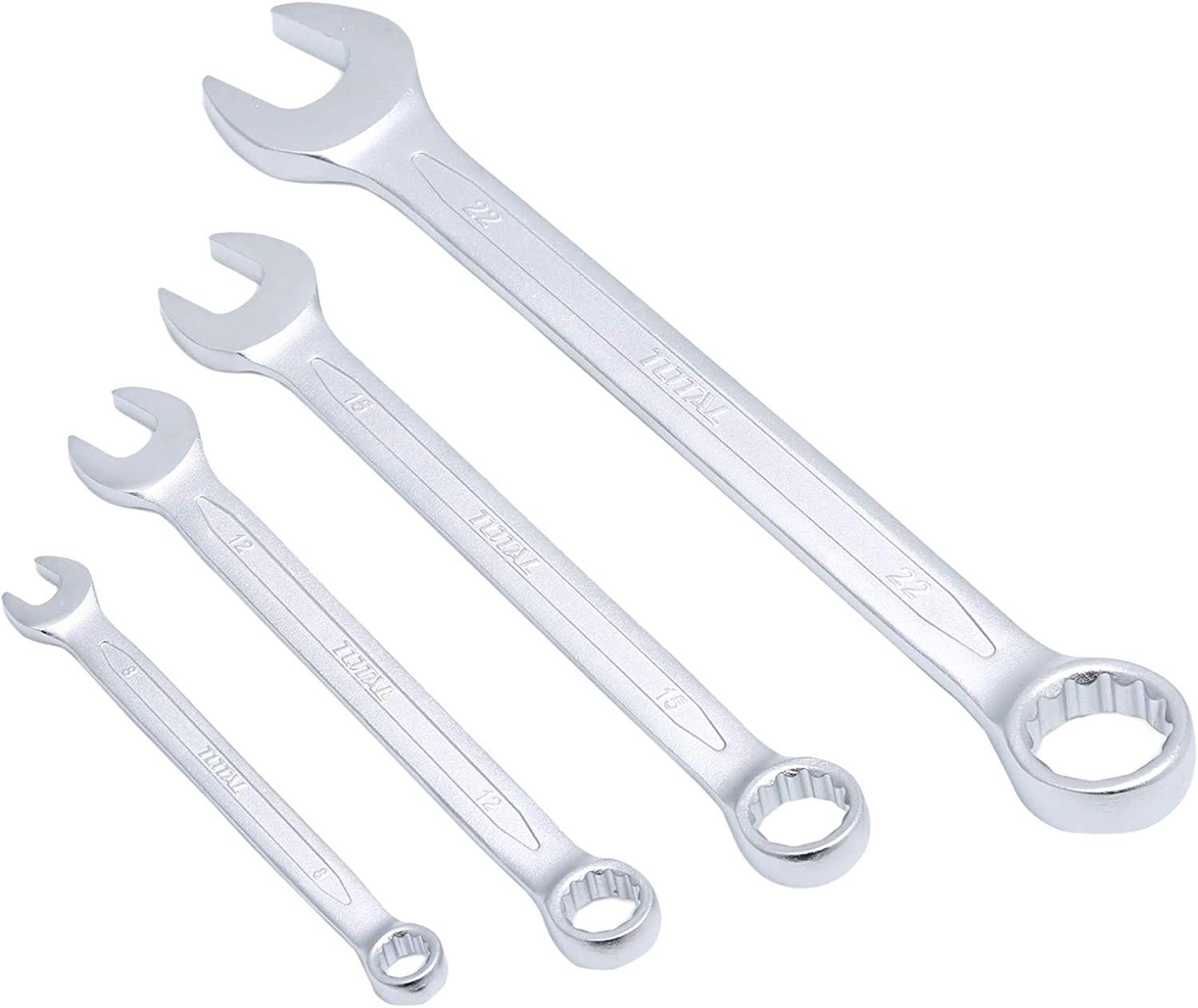 Total THT1022121 Chromium-vanadium steel Combination Spanner Set, 12 Peices - Silver