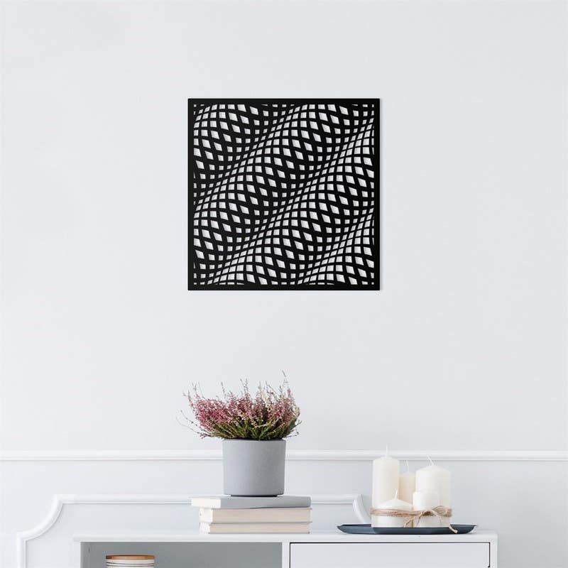 Decorative Wall Hanging, MDF Wood, 95×95 - Black
