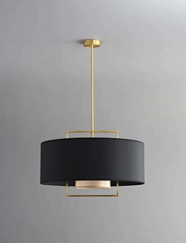 Joky Metal And Fabric Ceiling Chandelier, 50×25×60 cm - Black And Gold