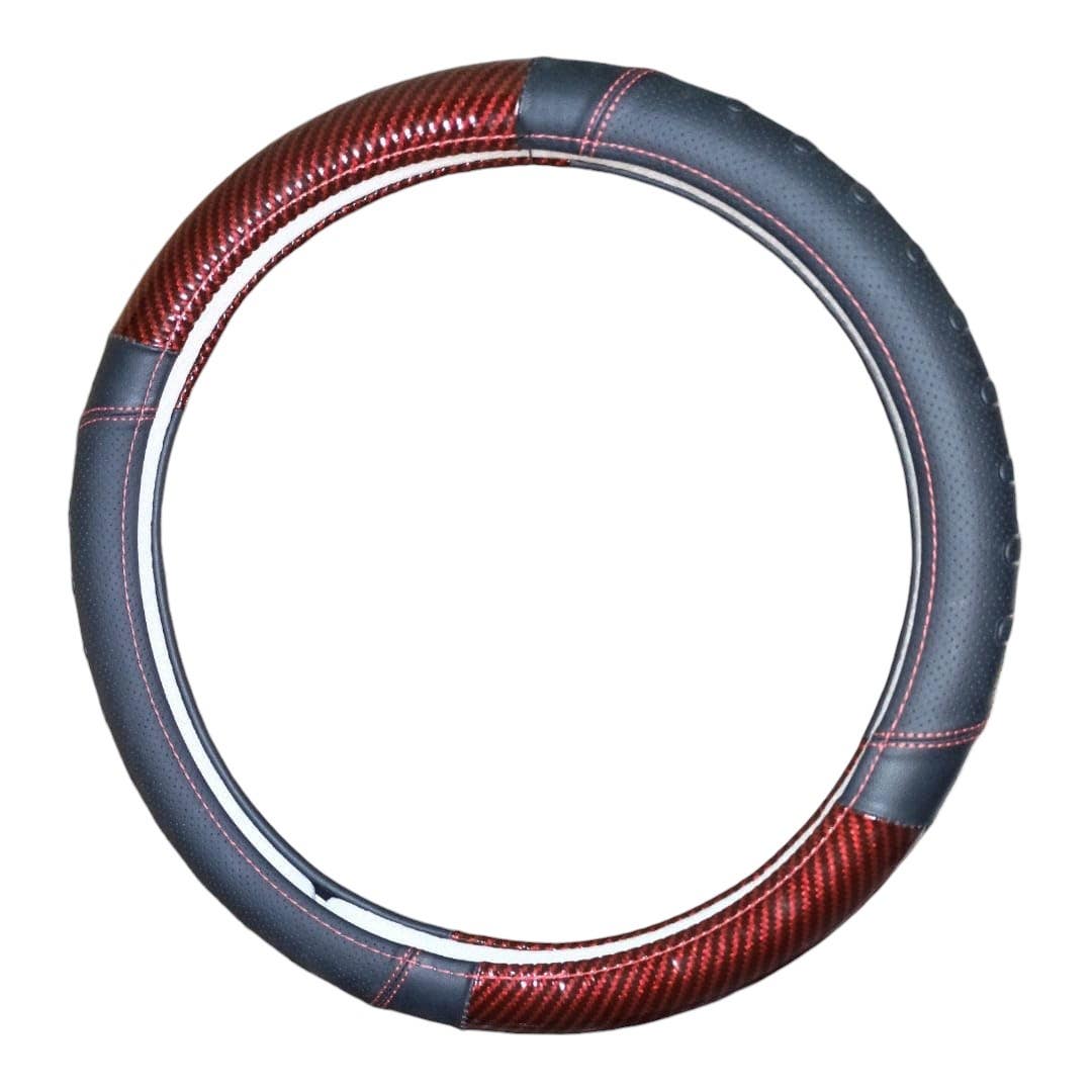 Carbon Fiber Steering Wheel Cover - Grey Red