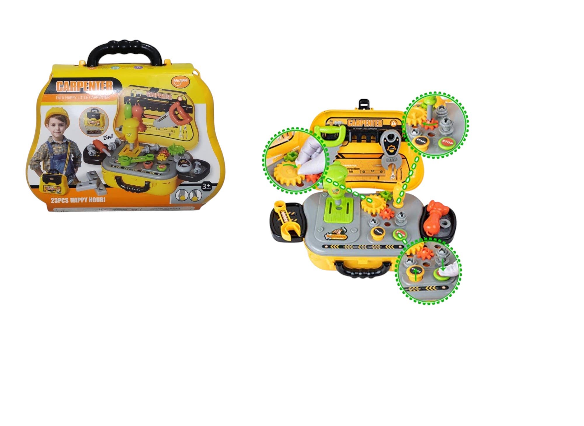 Alsafwa W30-40 Carpenter Set Toy for Boys, 23 Pieces - Multicolor