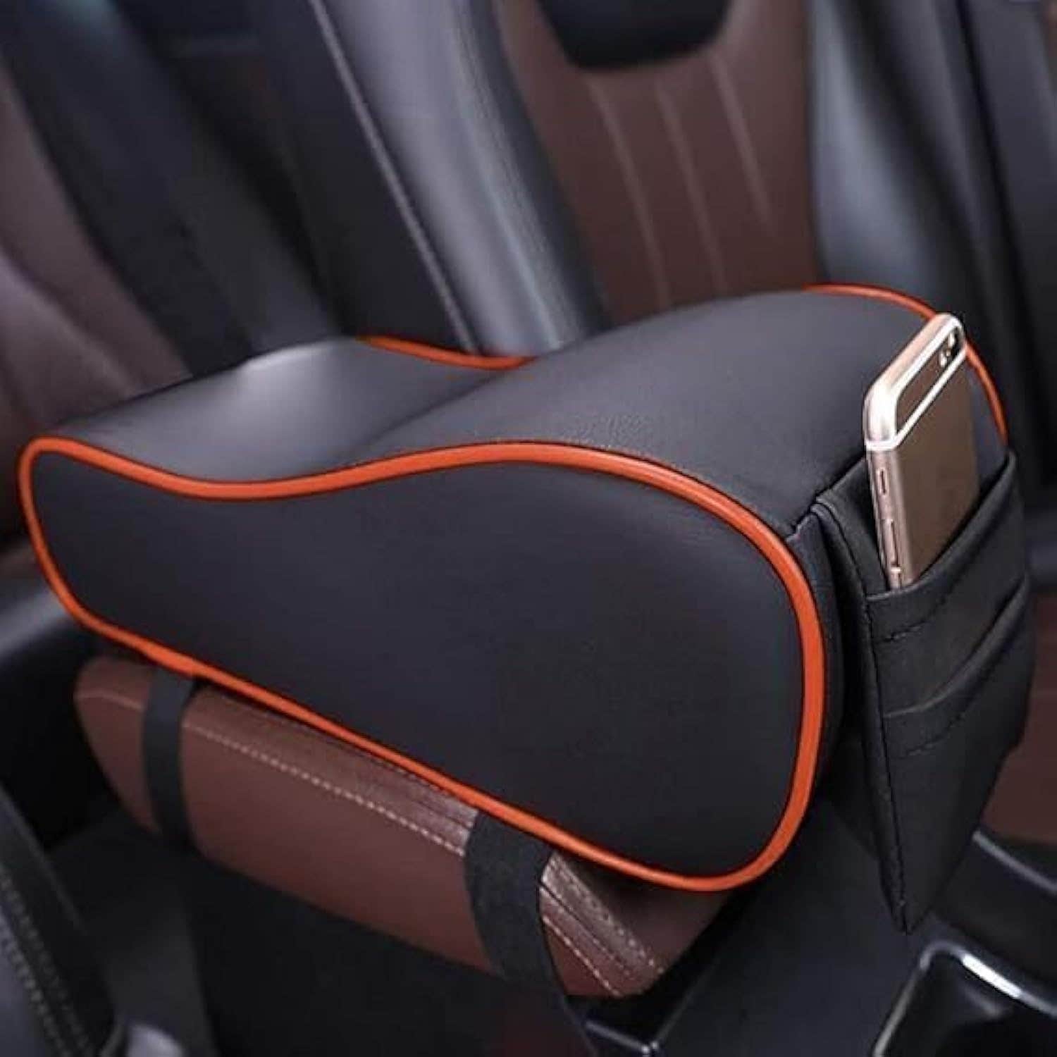 Car Leather Memory Foam Armrest Cushion - Black