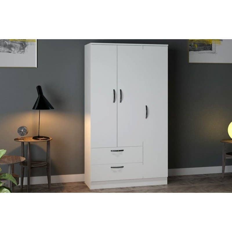 Spanish MDF Wood Wardrobe 2 Door, 100x50x180 Cm - White