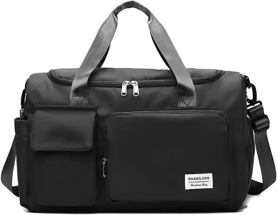 Okasis Shoe Compartment Foldable Waterproof Travel Duffel Bag, Medium - Black