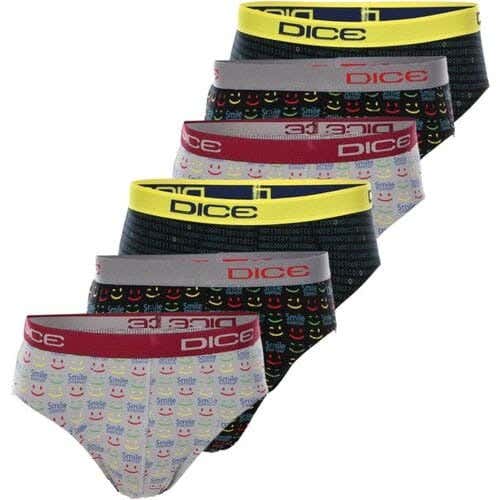 Dice Cotton Men Brief Set, S, 6 Pieces - Multicolor