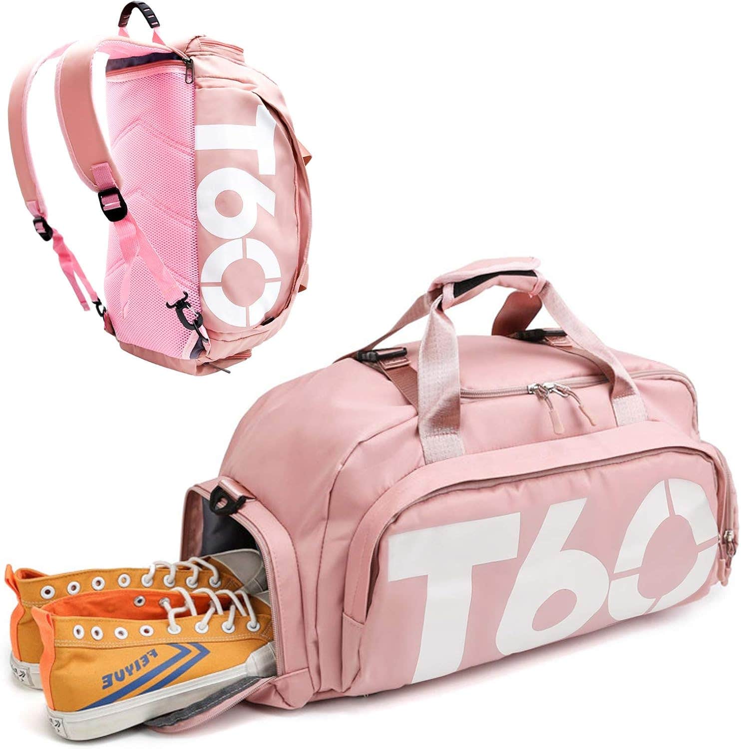 Gym Duffle Bag With Shoes Compartment - Pink