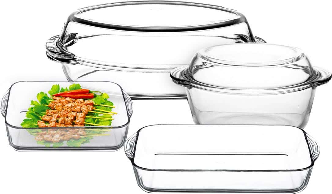 Pasabache Glass Oven Tray Set, 6 Pieces - Clear