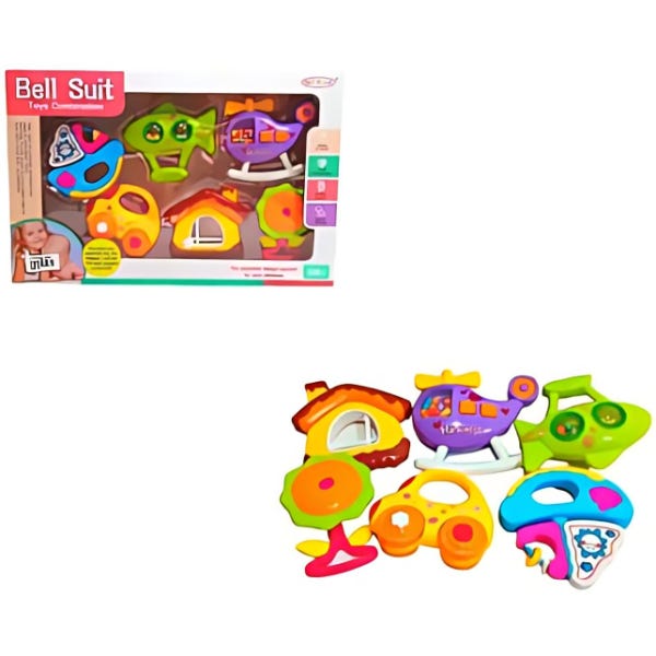 Plasic Baby Rattles Set, 6 Pieces, Multicolor