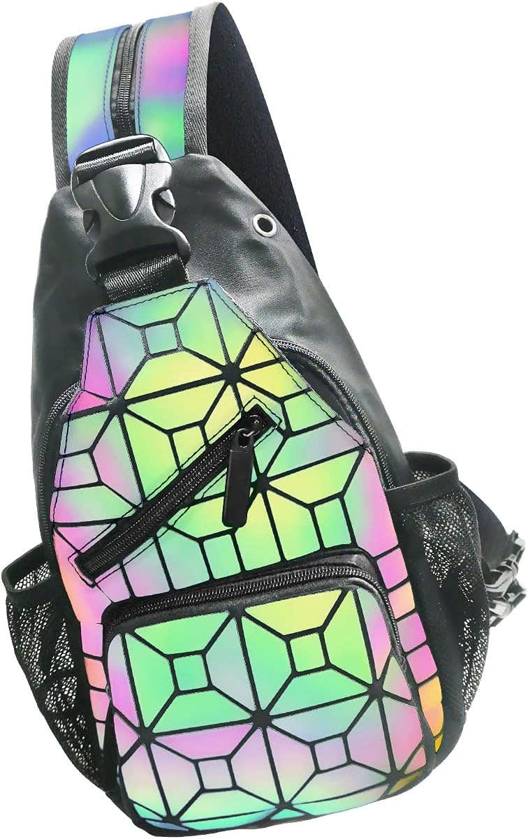 Pyfk Geometric Luminous Crossbody Bag,12.6x7.9x2.4 Inch - Multicolor