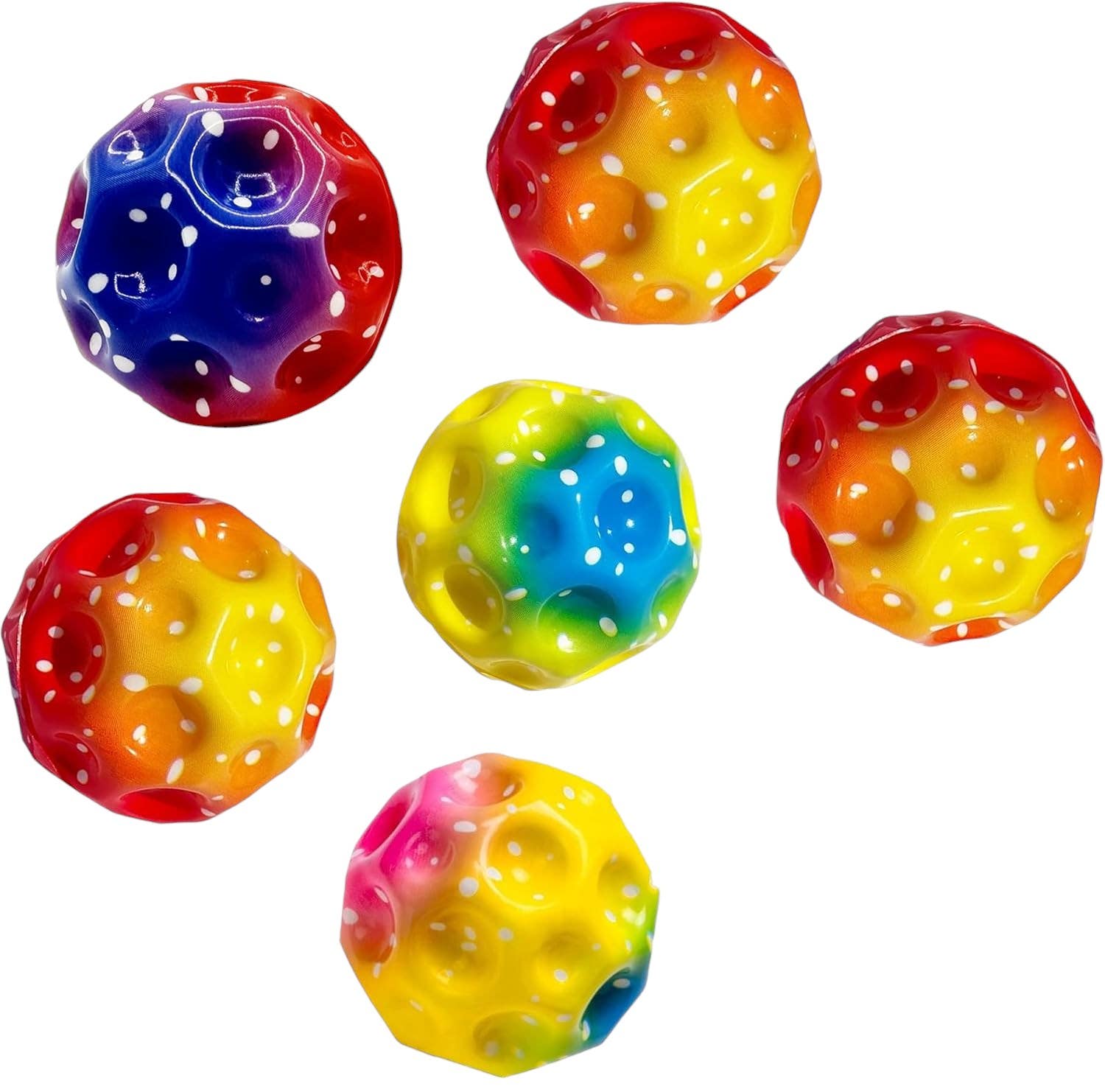 Tzeking Bouncy Design Rubber Jump Ball, 7 cm, 6 Pieces - Multicolor