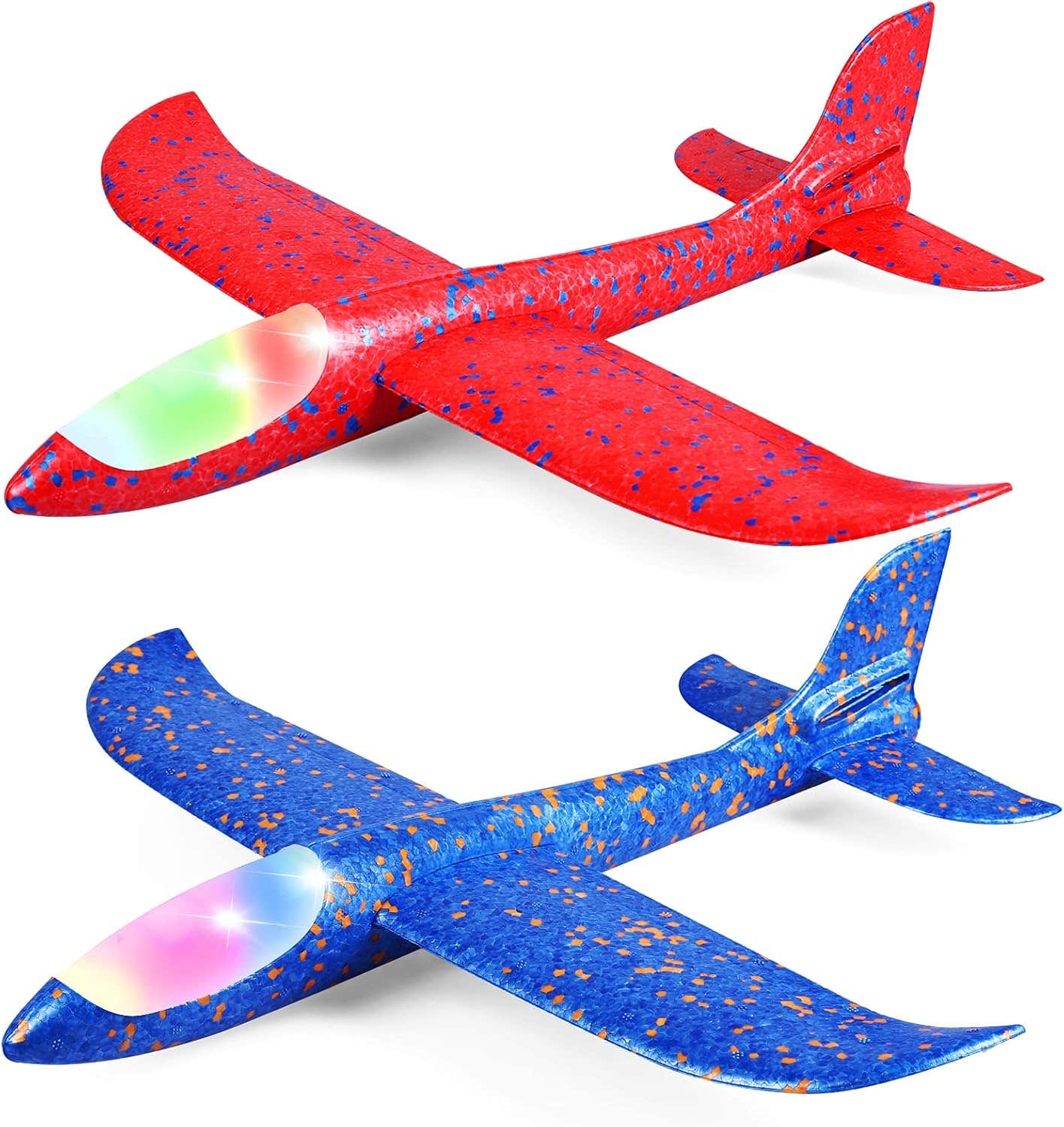 Cuku Foam Led Light Airplane, 17.5Inch, 2 Pieces - Red Blue