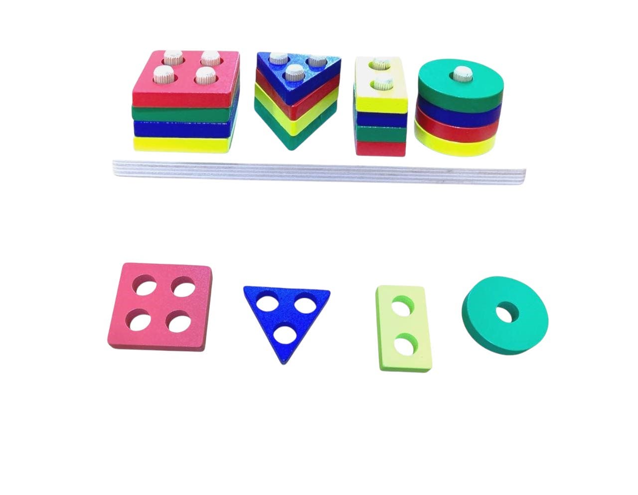 Alsafwa W3-24 Geometric Shapes Sorting Toy for Unisex Children, 4 Pieces - Multicolor