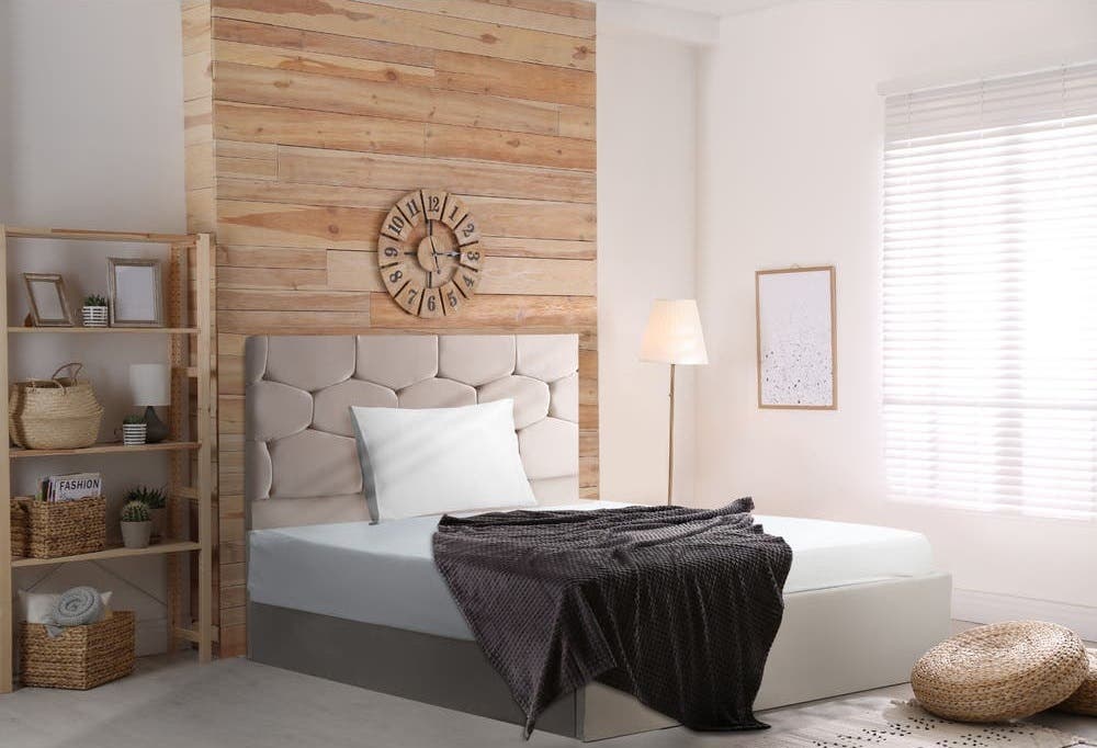 Beech & Counter Wood Cabotine Bed, 100x120x195 cm - Beige