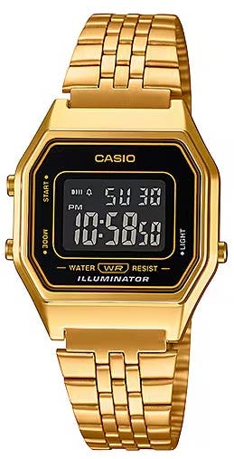 Casio LA680WGA-1B Digital Casual Watch For women, 28.6 mm - Gold