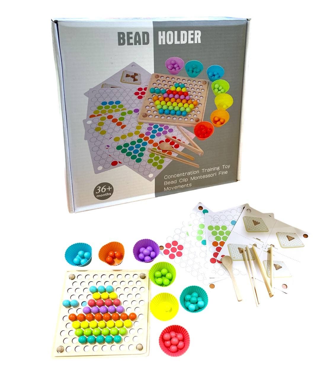 Alsafwa W33-26 Bead Sorting With Tweezers Toy for Unisex Children - Multicolor