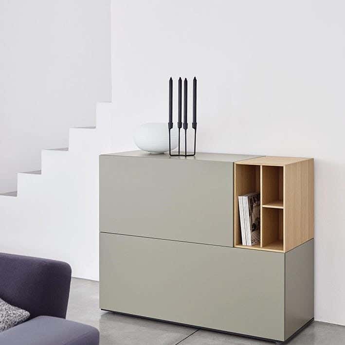 Mdf Wood Bookshelves And Drawers Unit, 110×95×45 Cm - White Beige