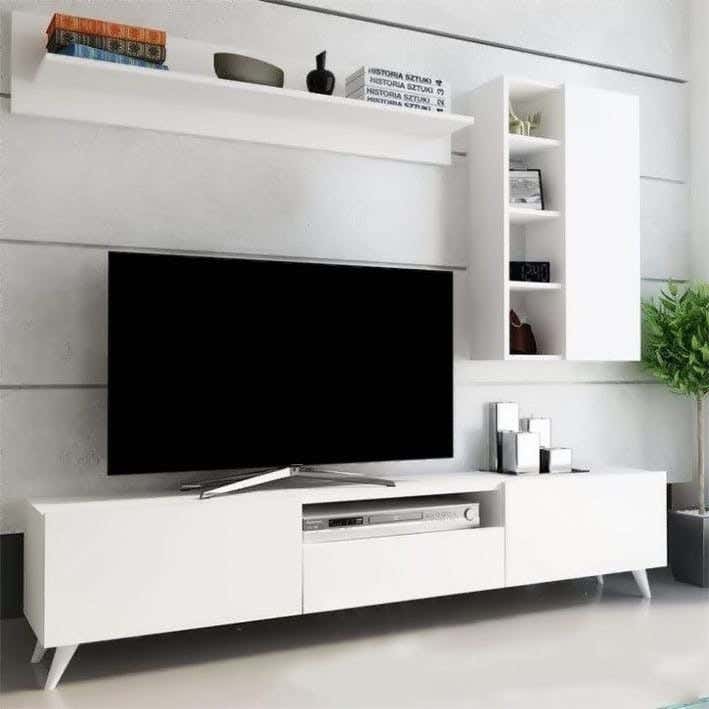 Wooden Tv Table, 180X48X30 Cm - White