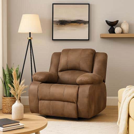 Lazy Boy Recliner Chair, 95x90x105 cm, Beech Wood - Brown