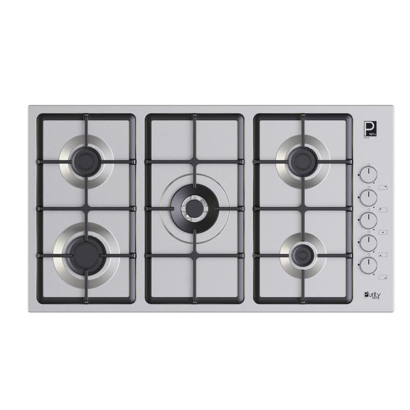 Purity HPT975S Built-in Gas Hob, 86×51×5 cm, 5 Burners - Silver
