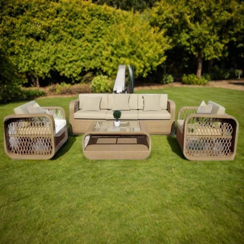 Outdoor Rattan Set, 4 Pieces - Beige