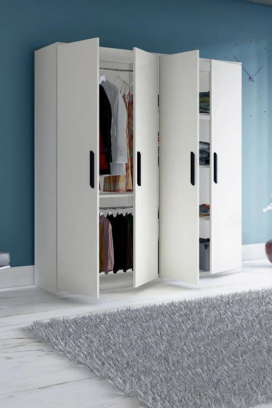 MDF Wood Wardrobe 4 Door, 160x50x200 Cm - White