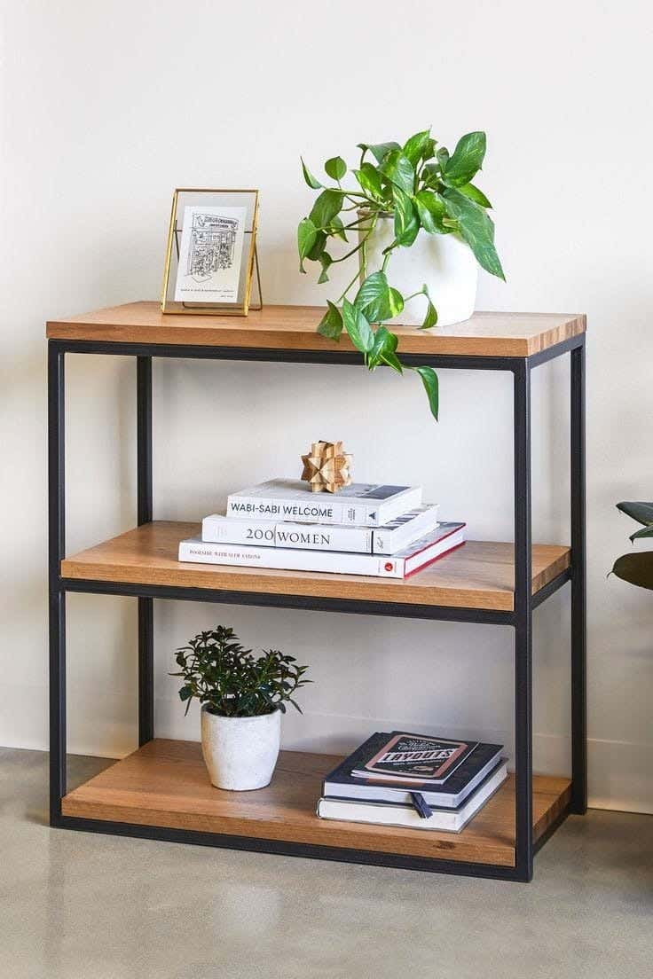 Metal console, 3 shelves, 80x90x30 cm - Black