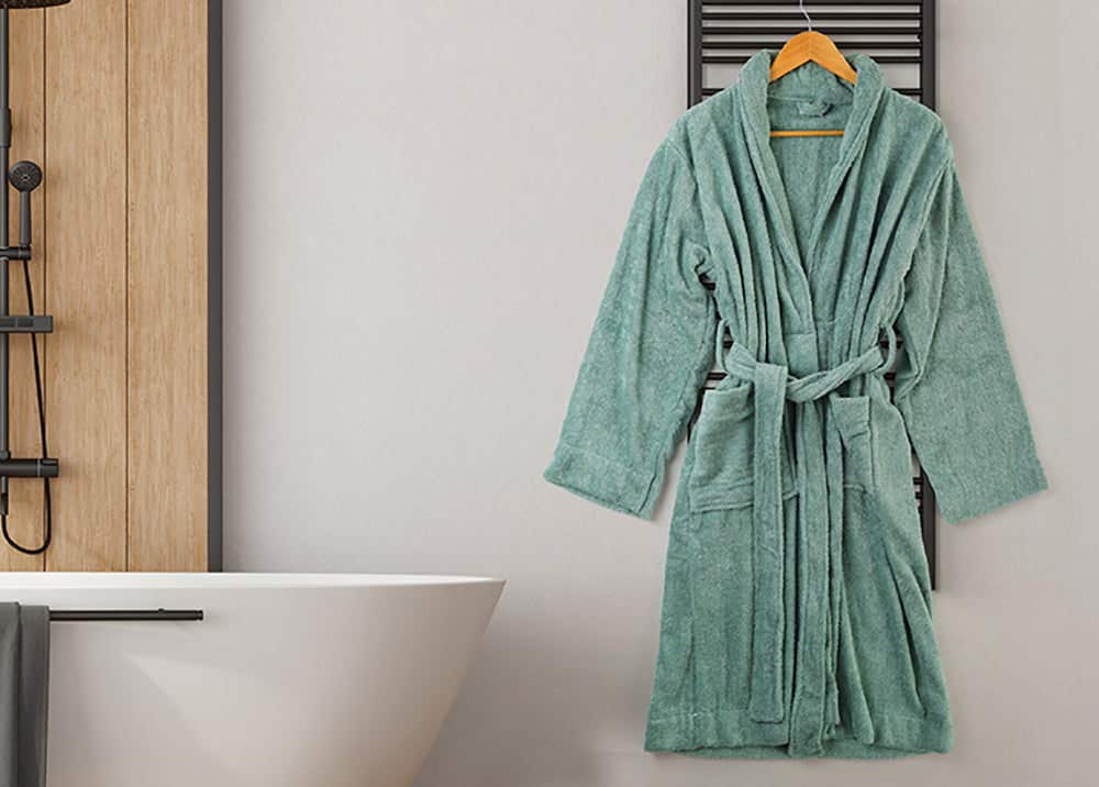 jacquardina Cotton Bathrobe, Size XXL- Green