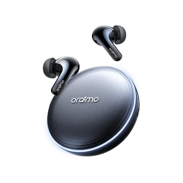 Oraimo OTW-631 SpaceBuds 2 AI Smart True Wireless Earbuds, 45hrs Playtime, Type-C Port - Space Grey