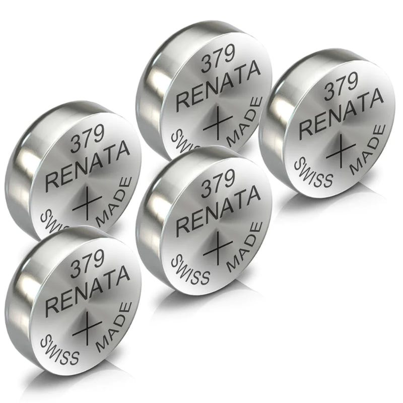 Renata SR521SW Watch Battery Set, 1.55V, 5 Pieces - Silver