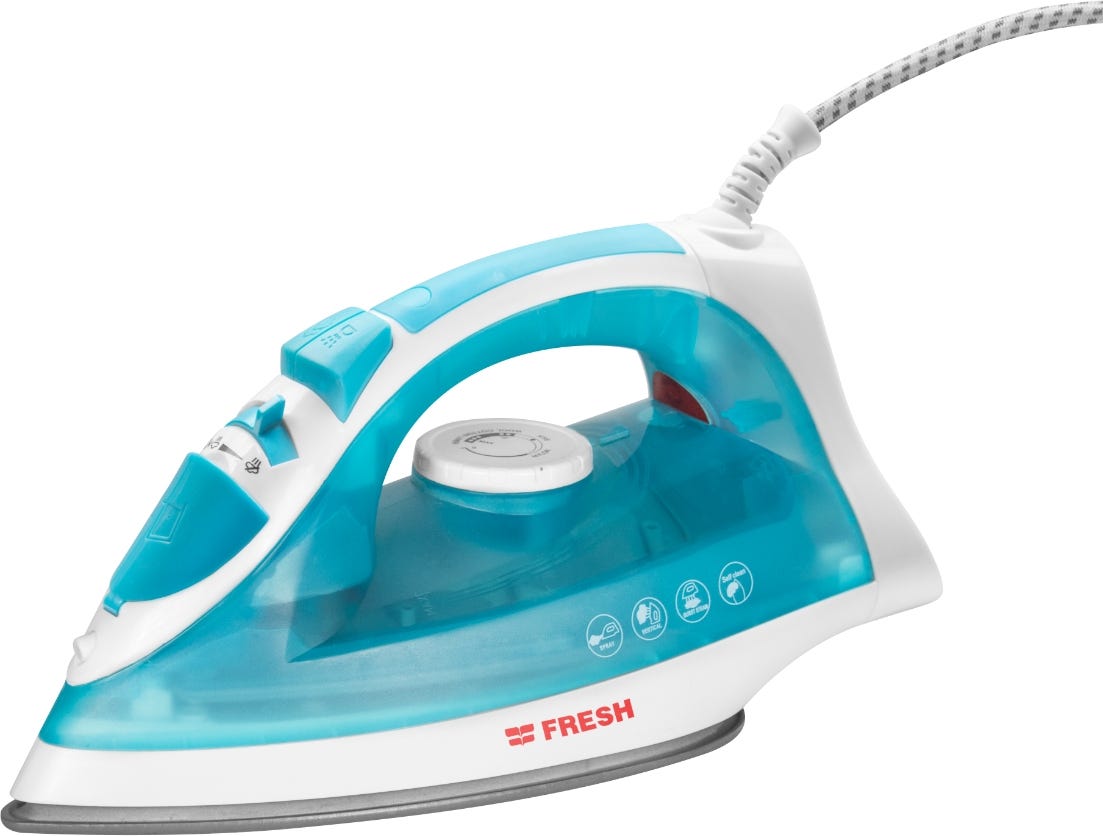 Fresh 500016475 Steam Iron, Teflon Soleplate, 2200 Watt, 250 ML - White Turquoise
