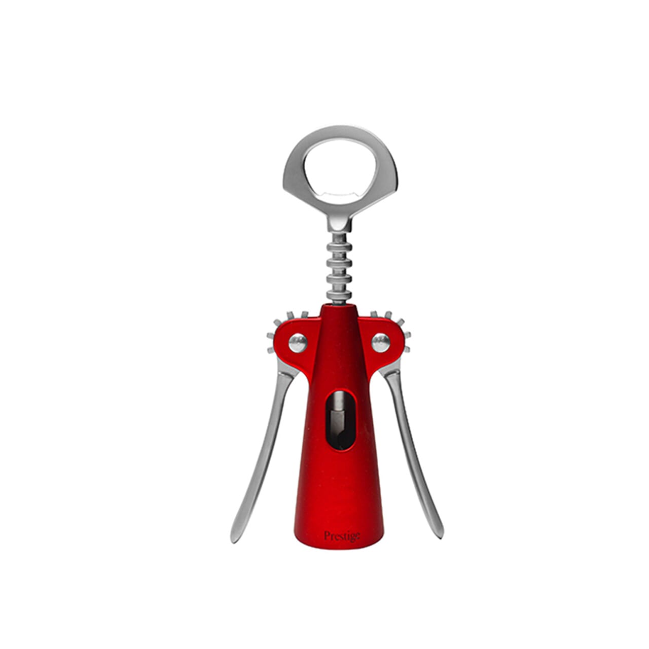 Manual bottle opener, aluminum - red