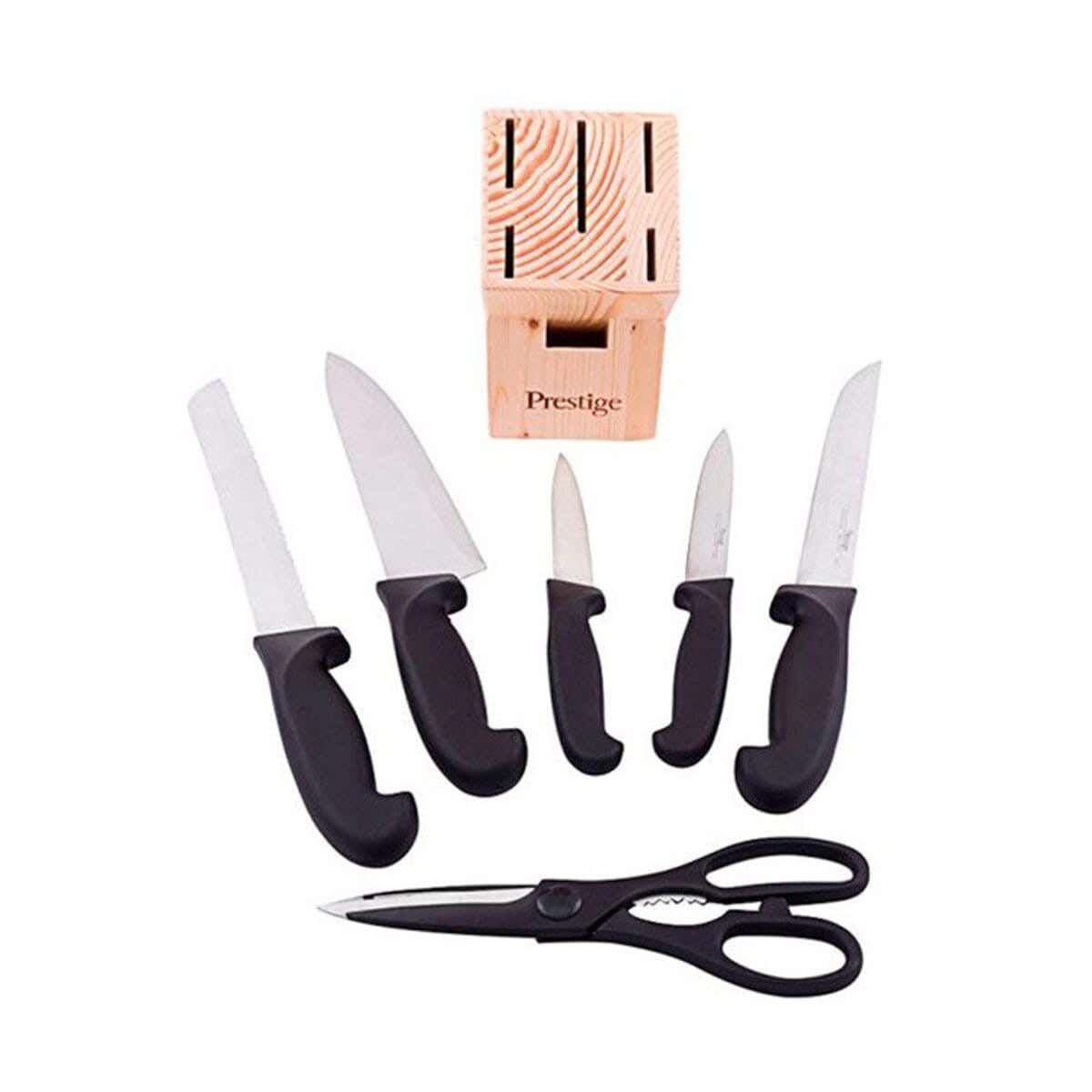 Stainless steel knife set, 7 pieces - black