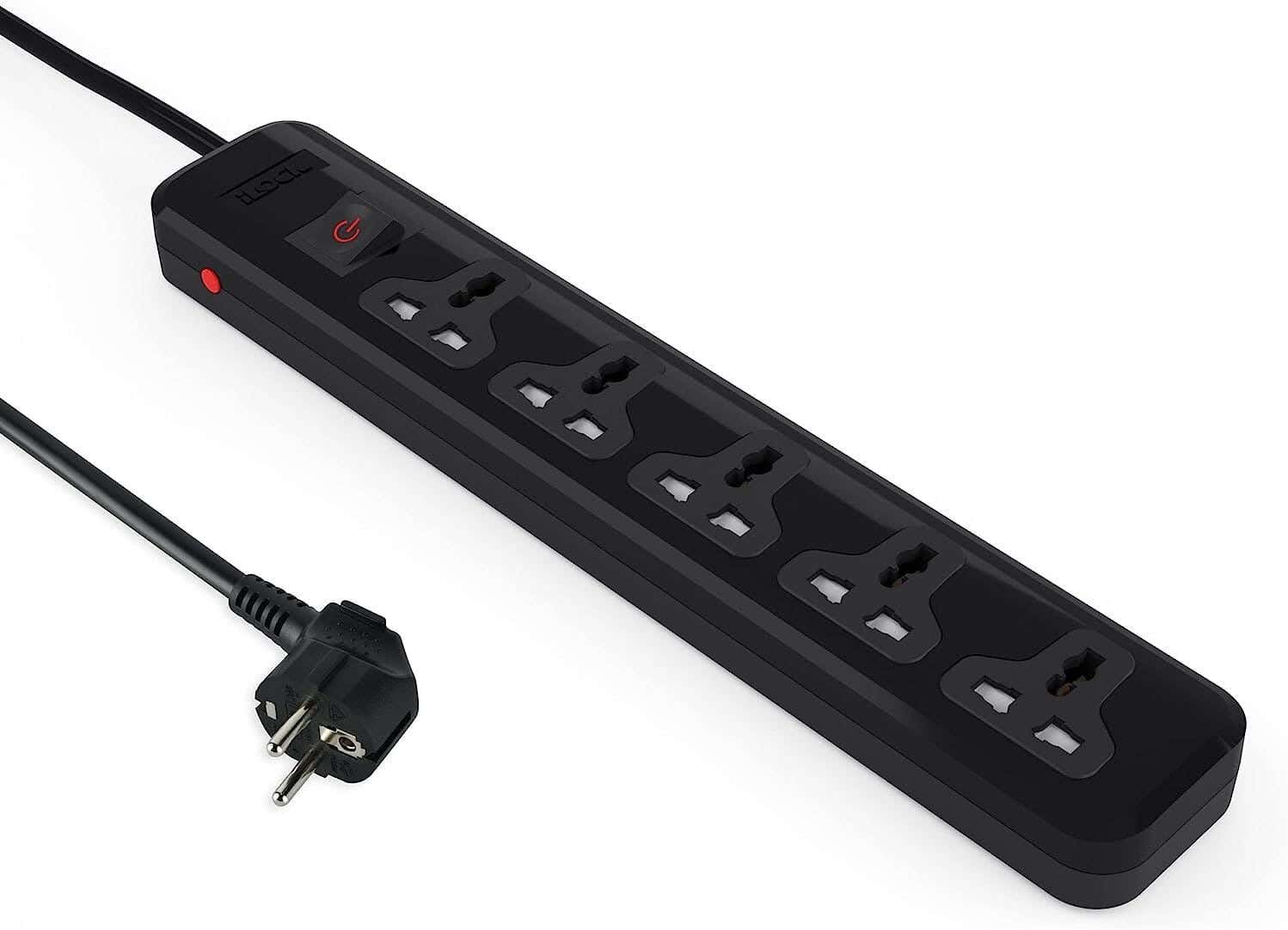 ILOCK Electrical Strip, 5 Outlets, 16 Amp/2860 Watt Maximum - Black